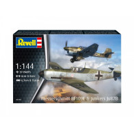 Modell av plastflygplan me bf109e junkers ju87b i skala 1:144