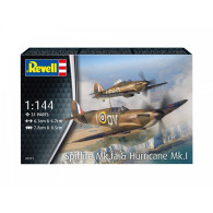 Modell av ett plastflygplan Supermarine Spitfire Mk IIA. Hurricane 1:144.