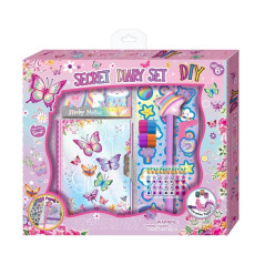 Dagbok med lås och tillbehör från Pecoware - fjärilar