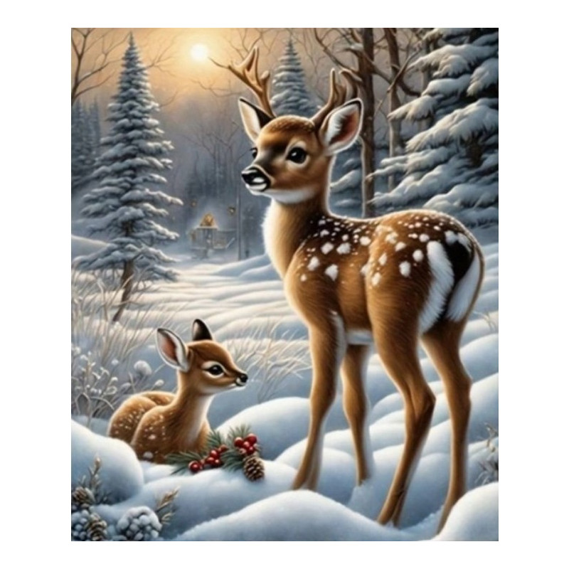 Diamantmosaik - älgar i snön