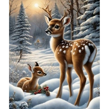 Diamantmosaik - älgar i snön