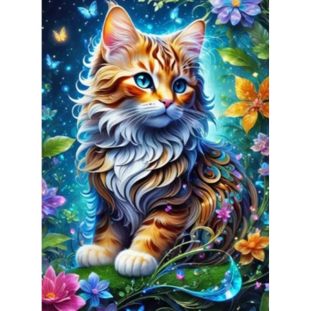 Diamantmosaik - katten i den magiska trädgården