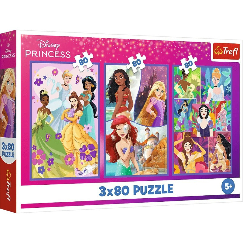 Pussel med 3x80 element prinsessor och Disney-vänner.