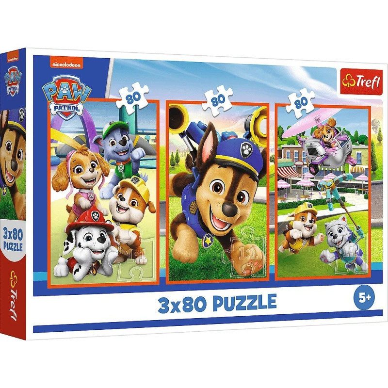 Pussel med 3x80 elementer hundflock hundpatrullen paw patrol