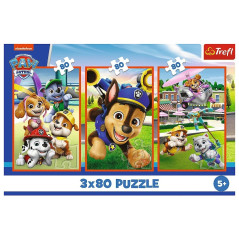Pussel med 3x80 elementer hundflock hundpatrullen paw patrol | HandlaSmidigt.se