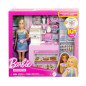 Set med Barbie barista docka kafé