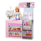 Set med Barbie barista docka kafé