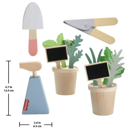 Trä Liten trädgårdsodlare set av träväxter och verktyg