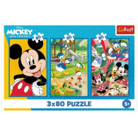 Pussel med 3x80 element med Musses klubbhus-teamet