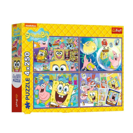 Pussel med 4x250 element SpongeBob - en galen värld