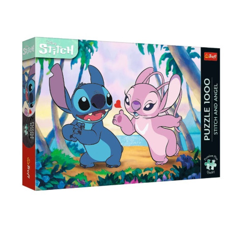 Pussel med 1000 bitar med motiv av Stitch och Angel.