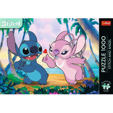 Pussel med 1000 bitar med motiv av Stitch och Angel.