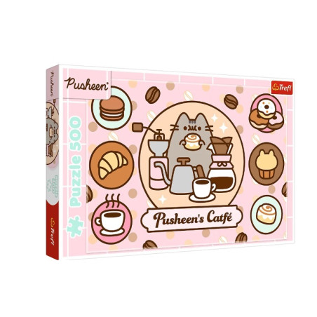 Pussel med 500 Pusheen-element på ett kafé