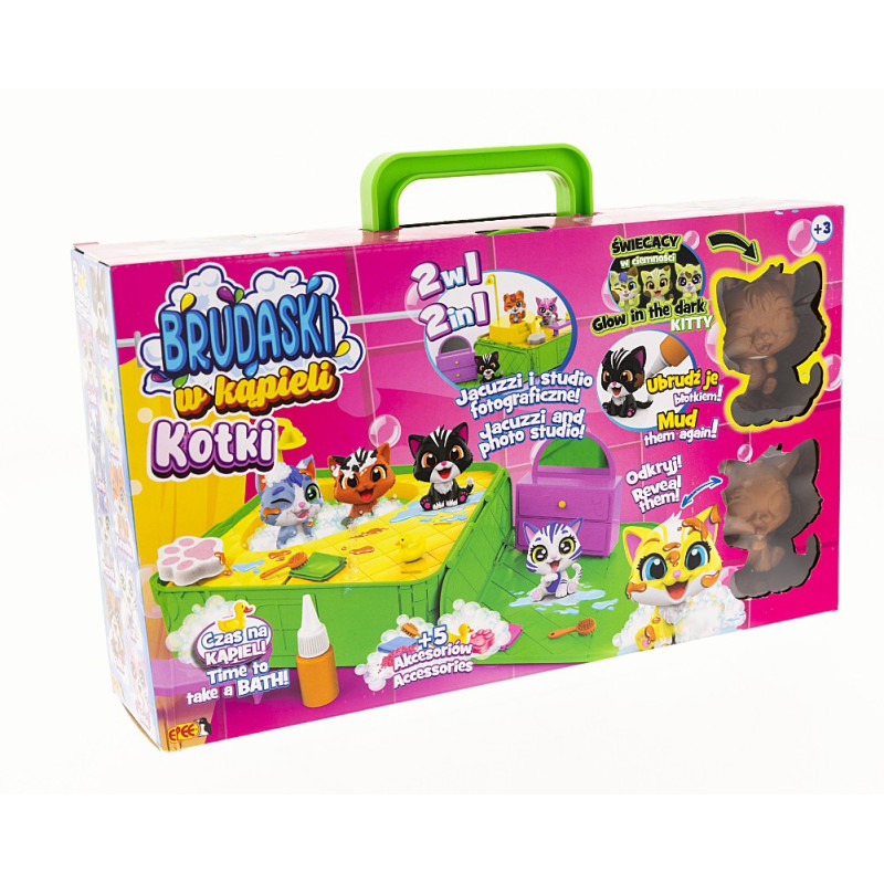 Smutsiga små figurer i kattbad jacuzzi-set