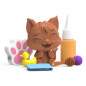 Figurine of a dirty cat in a bath, bonus set, candy. 

Please note that 'brudaski' is not a standard Polish word, so the transla