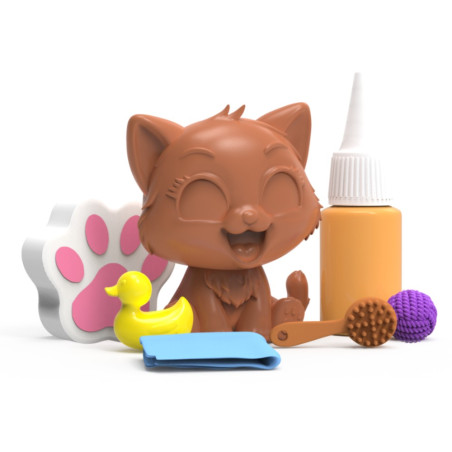 Figurinen Brudaski i badande kattunge bonus set, lila