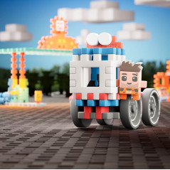 Minivåffelklossar - bensinstation med 148 delar