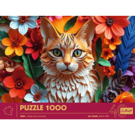 Pussel med 1000 delar 40-årsjubileum papperskonst katt