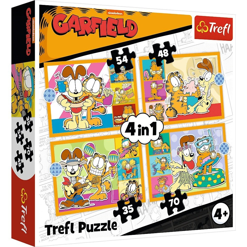 Pussel 4-i-1 Garfield älskar lasagne. Pussel 4-i-1 Garfield älskar lasagne.