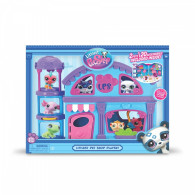 Set med Littlest Pet Shop-figurer, hus och 2 figurer.