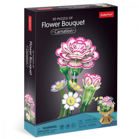 Pussel 3D blomsterbukett - nejlikor