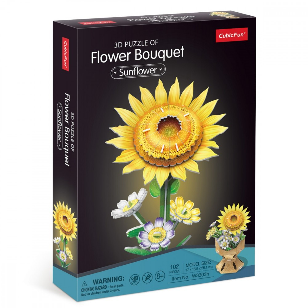 Pussel 3D blomsterbukett - solrosor Pussel 3D blomsterbukett - solrosor