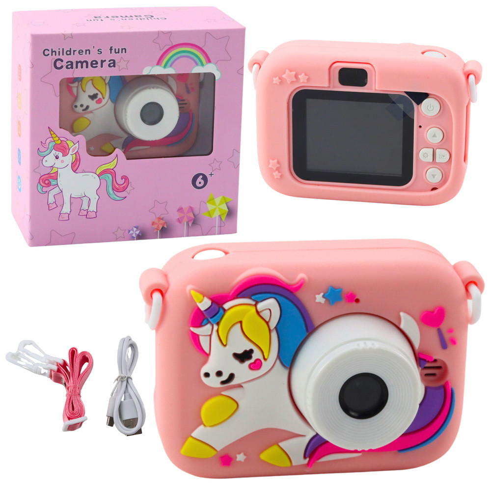 Digital kamera för barn enhörning rosa 48Mpx HD 1080P