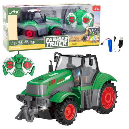 Traktor Lantbrukstraktor Fjärrstyrd RC Grön 1:24