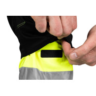 Varselfärgade byxor, svart-gula, storlek XXL.