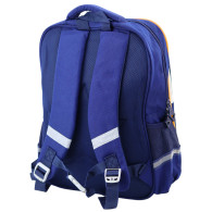 Skolväska med rymdiga patches och pennfodral, marinblå, 16L.