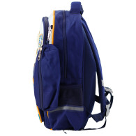 Skolväska med rymdiga patches och pennfodral, marinblå, 16L.