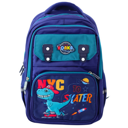 Ryggsäck för barnskola med bröstrem Dinosaurie Blå 41x30x16 cm