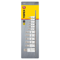 Torx-bitar på fäste 1/4, 3/8, 1/2 tum, set med 12 stycken.