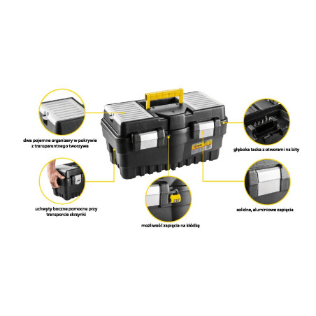 Verktygslåda 19 tum, aluminiumlåsningar