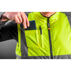 Arbetsväst utan ärmar, tvåsidig, ena sidan reflex, gul, storlek S/48.