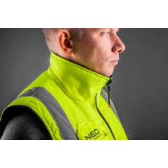 Ärmellose Arbeitsweste, beidseitig tragbar, eine Seite reflektierend, gelb, Größe XL/56.