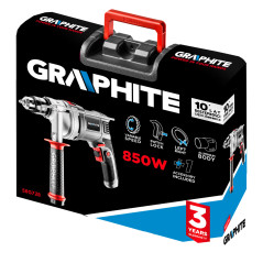 Slagborr 850W, nyckelchuck 13 mm, varvtal 0-3000 varv/min, väska