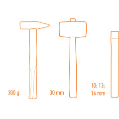 Hamrar och mejslar, set med 5 stycken, insats