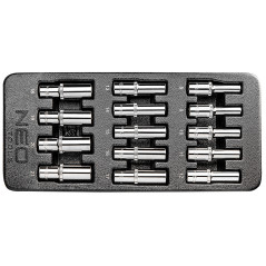 Förvaringssats med långa hylsor 1/2', 8-21 mm, 14 delar, insats