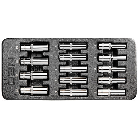 Förvaringssats med långa hylsor 1/2', 8-21 mm, 14 delar, insats