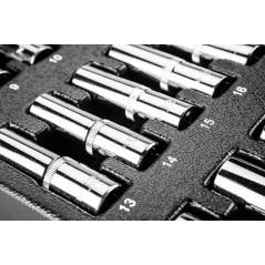 Förvaringssats med långa hylsor 1/2', 8-21 mm, 14 delar, insats