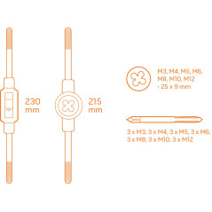 Gängverktyg och gängtappar, set med 31 stycken, insats