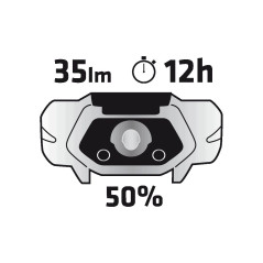 Pannlampa 70 lumen, vit + röd, 1xAA