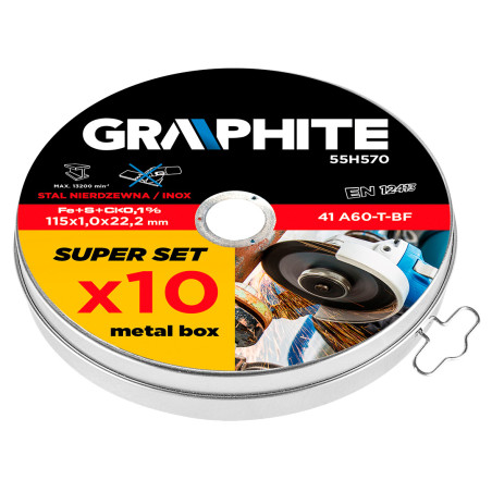 Skärskiva för metall 115 x 1,0 x 22,2 mm, 41 A60-T-BF, INOX, 10 st.