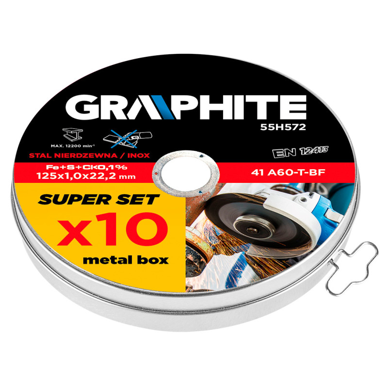 Skärskiva för metall 125 x 1.0 x 22.2 mm, 41 A60-T-BF, INOX, 10 st.