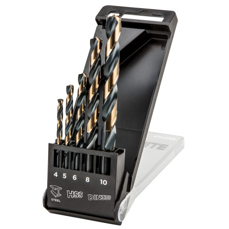 Borrsatser för metall HSS-CNC, 124°, 'Pro-Tec', 4,0 - 10 mm, 5 delar.