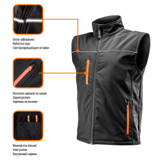 Ärmellose Arbeitssoftshelljacke, Größe L