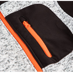 Tröja stickad med förstärkt softshell-tyg, storlek S.