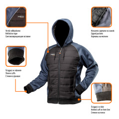 Stickad tröja med huva, fodrad, storlek S