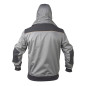 Arbetsjacka i softshell med avtagbar huva, storlek S.